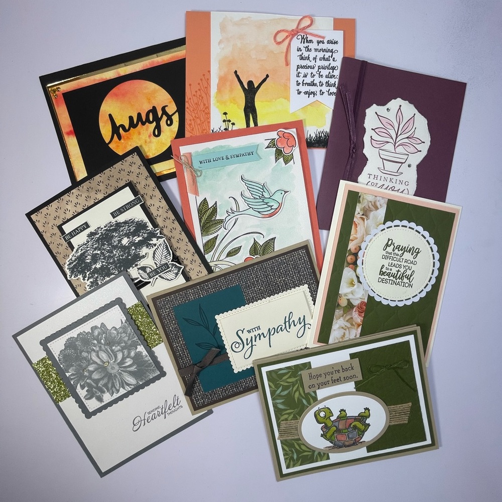 10 Handmade Get Well/Sympathy/Encouraging Stampin Up! Cards, NEW
